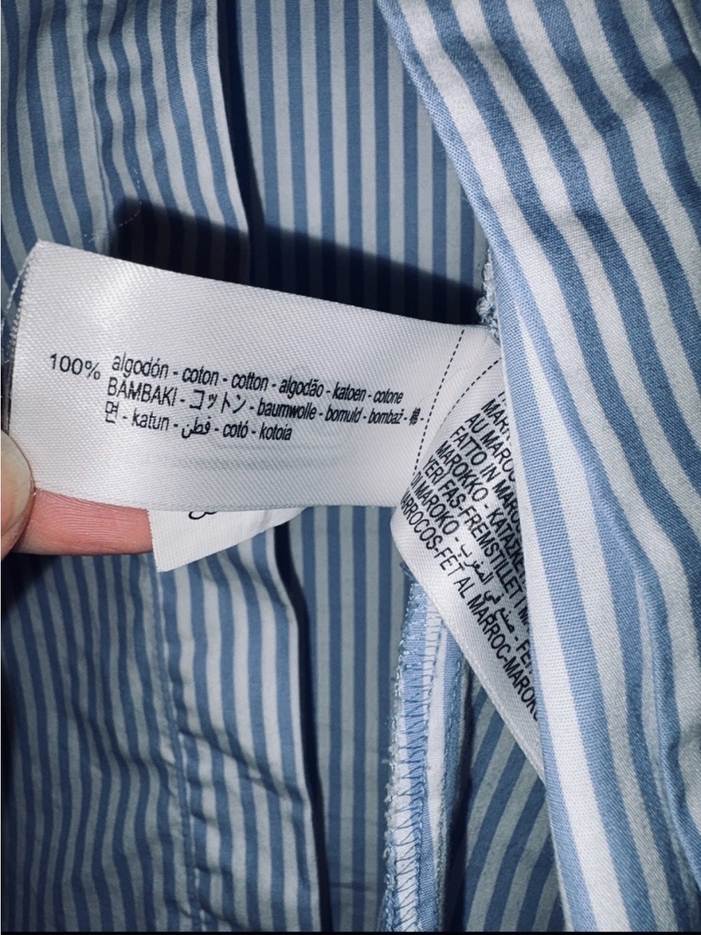 Zara Blouse Cotton Striped Puff Sleeve |Blue White | M - Picture 7 of 9